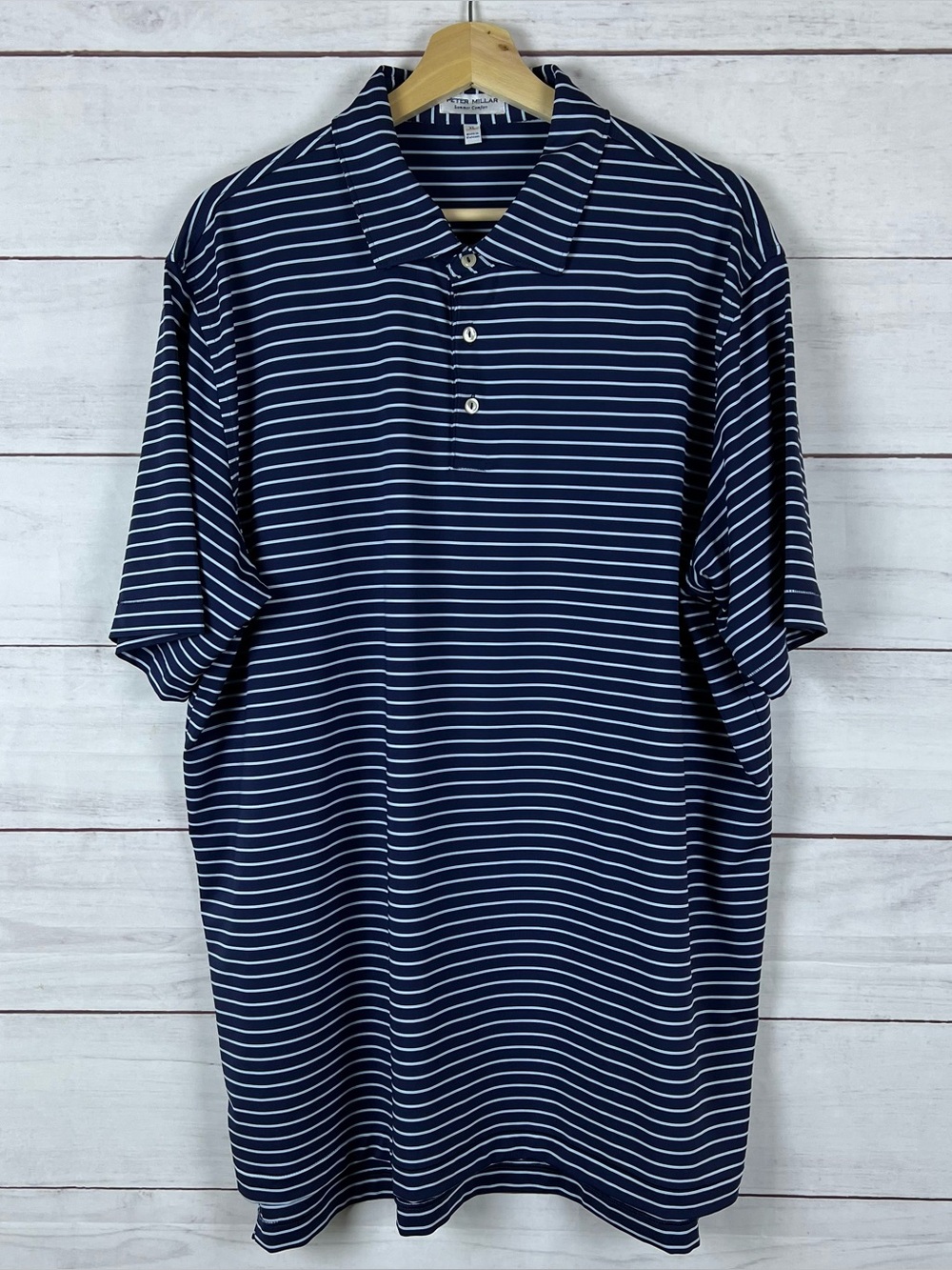 Peter Millar Polo Shirt Mens XL Blue Striped Summer Comfort Golf Stretch